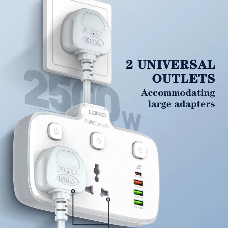 6-in1 Fast Charging Power Hub 2 AC, PD 20W & QC3.0 USB for All Devices - Image 6