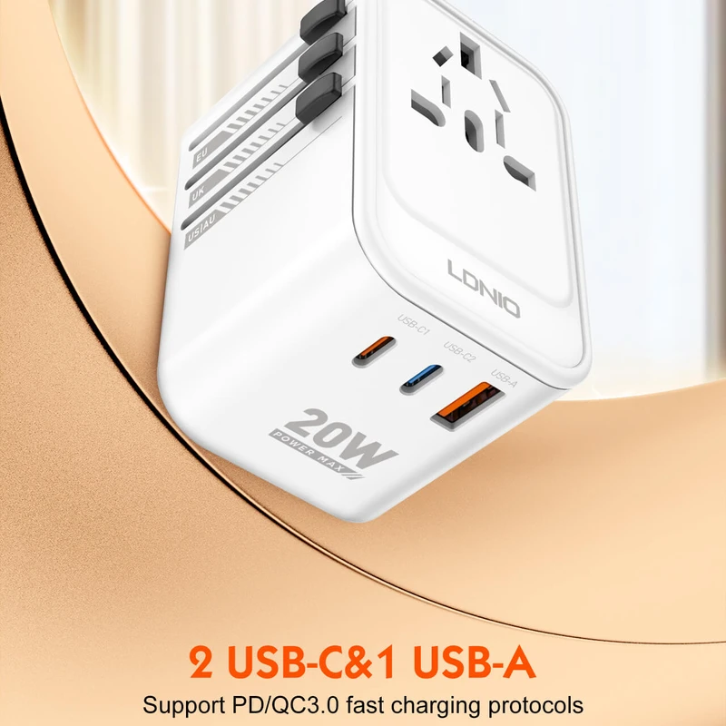 LDNIO Z9 - Your Pocket-Sized 20W Fast Charger with 3 USB Ports & Worldwide Plugs
