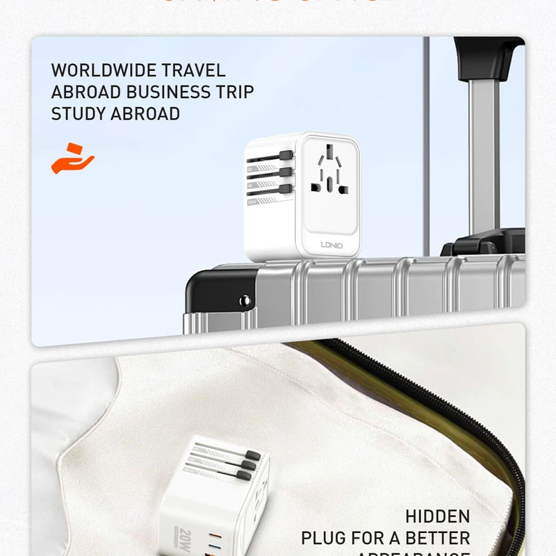 LDNIO Z9 - Your Pocket-Sized 20W Fast Charger with 3 USB Ports & Worldwide Plugs - Image 5