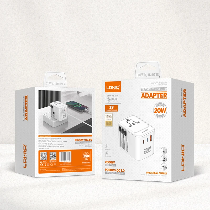 LDNIO Z9 - Your Pocket-Sized 20W Fast Charger with 3 USB Ports & Worldwide Plugs - Image 7