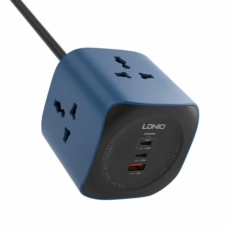 LDNIO SE3338 Multi-Plug Extension: 3 AC Outlets & 3 USB Charging Ports (3.1A) - 2M Cable, Compact Design | LDNIO Bangladesh