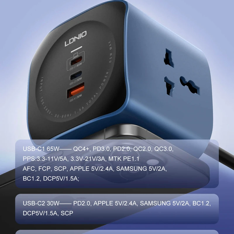 LDNIO SE3338 Multi-Plug Extension: 3 AC Outlets & 3 USB Charging Ports (3.1A) - 2M Cable, Compact Design | LDNIO Bangladesh - Image 3