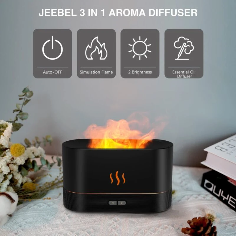 Enchanting 9-Color Flame Diffuser: Smart Ultrasonic Humidifier & Aromatherapy with App Control