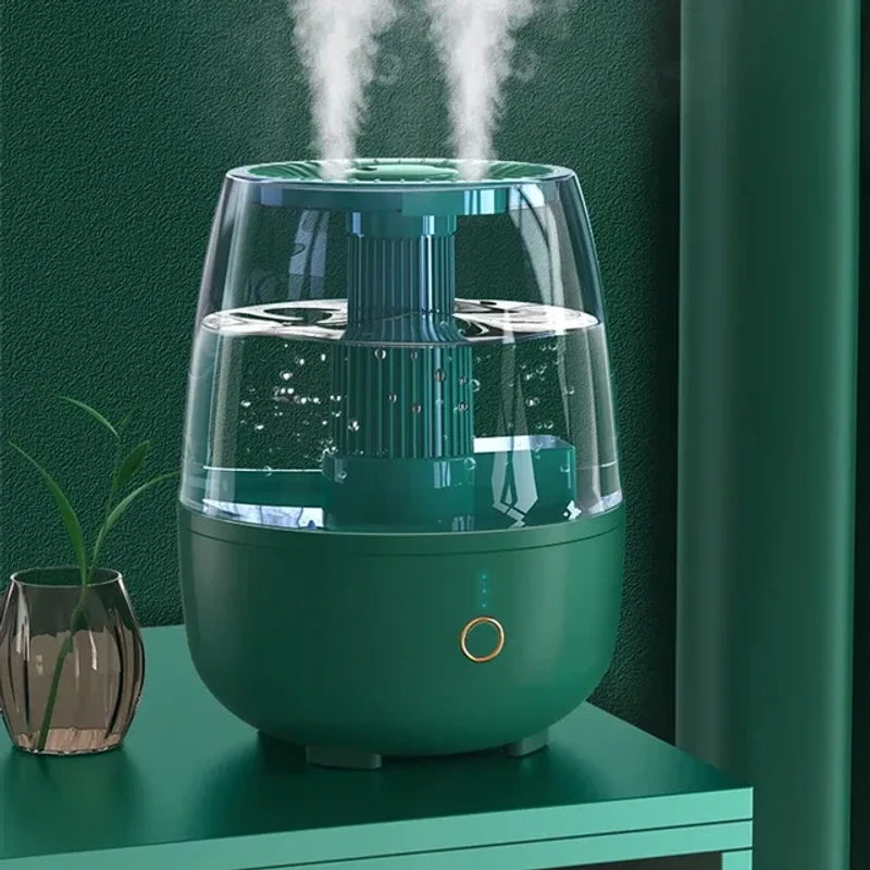6.8L Dual Nozzle USB Humidifier - Green | Long-Lasting Moisture, Quiet for Sleep & Work