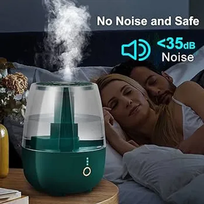 6.8L Dual Nozzle USB Humidifier - Green | Long-Lasting Moisture, Quiet for Sleep & Work - Image 3