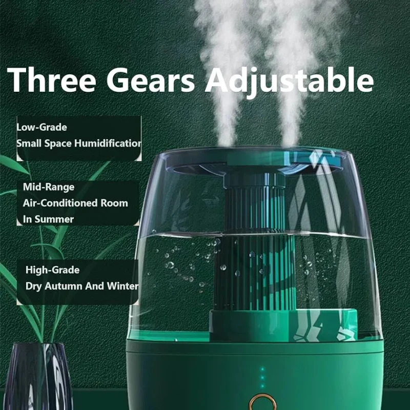 6.8L Dual Nozzle USB Humidifier - Green | Long-Lasting Moisture, Quiet for Sleep & Work - Image 6