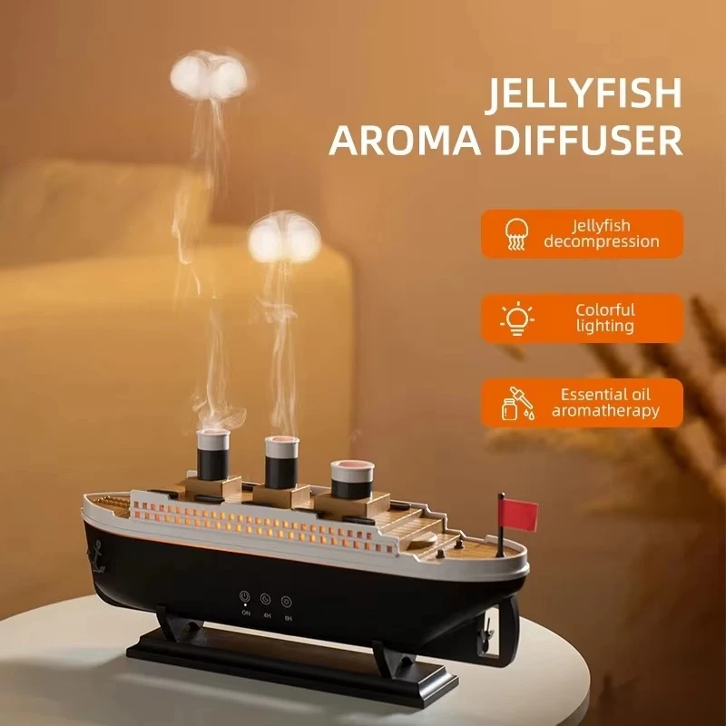 Serenity Bloom 300ml Brown LED RGB Aroma Diffuser Ship & Cool Mist Humidifier with Smart Remote