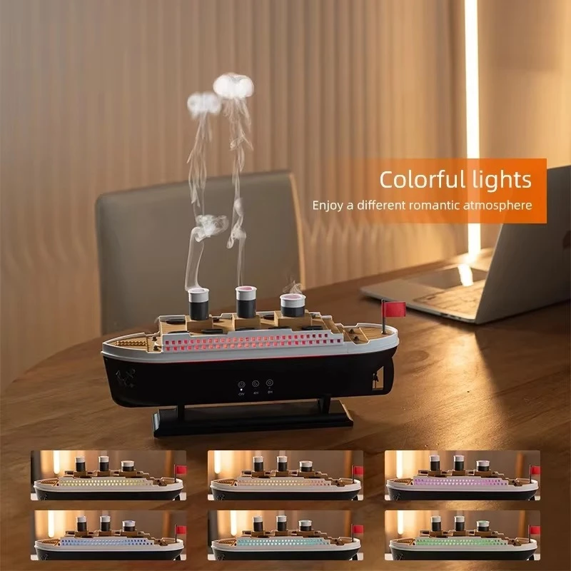 Serenity Bloom 300ml Brown LED RGB Aroma Diffuser Ship & Cool Mist Humidifier with Smart Remote - Image 3