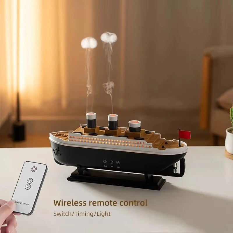 Serenity Bloom 300ml Brown LED RGB Aroma Diffuser Ship & Cool Mist Humidifier with Smart Remote - Image 5