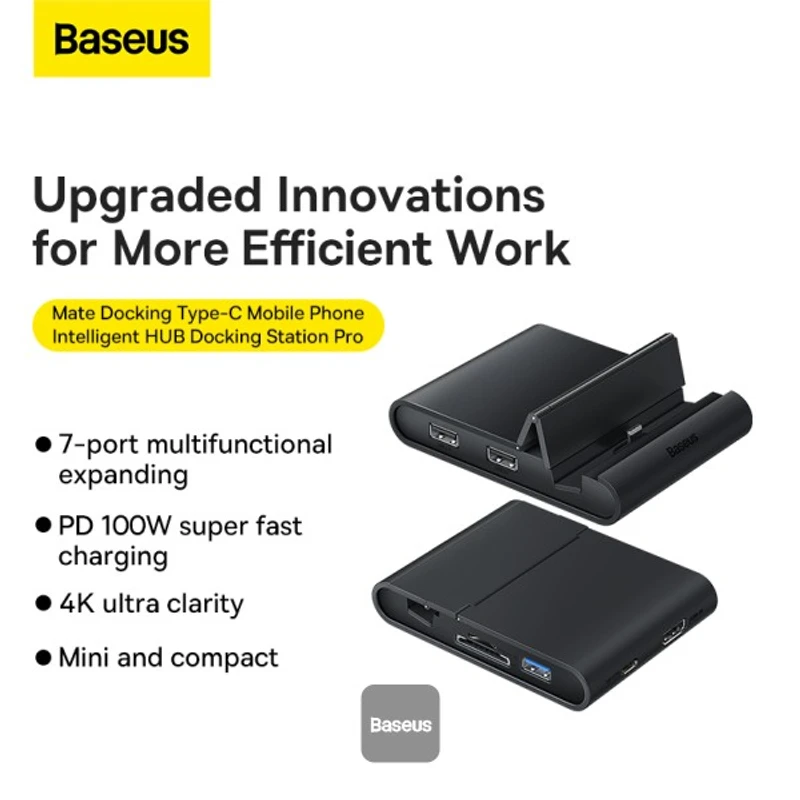 Baseus Mate Docking Type-C Mobile Phone HUB Docking Station Pro – Black - Image 4