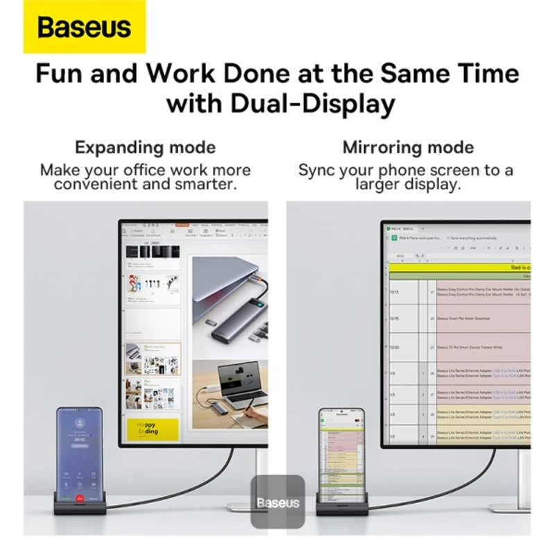 Baseus Mate Docking Type-C Mobile Phone HUB Docking Station Pro – Black - Image 6