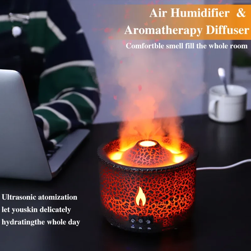 Volcano Fire Flame Air Humidifier with Jellyfish Mist & Remote Control (360ml)